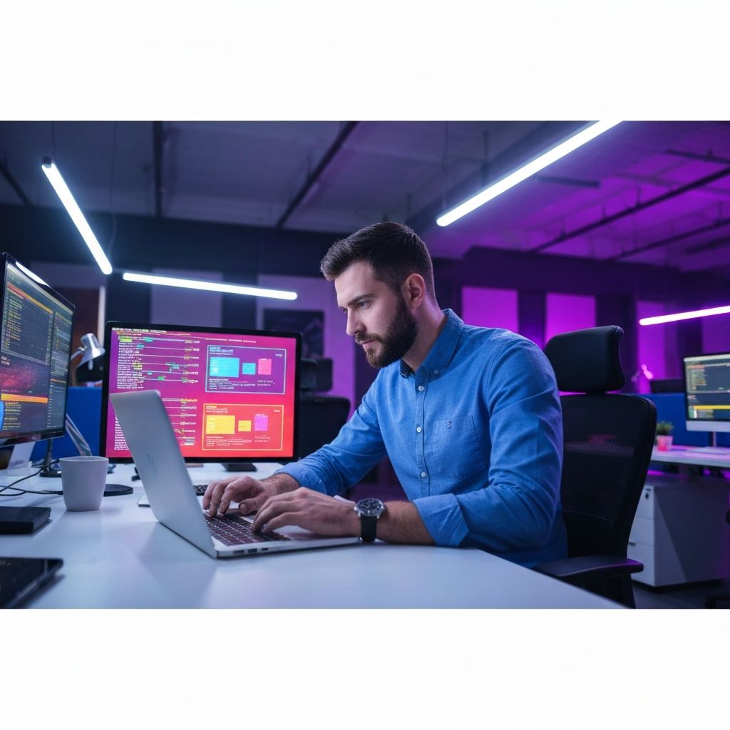 Engineer working on laptop